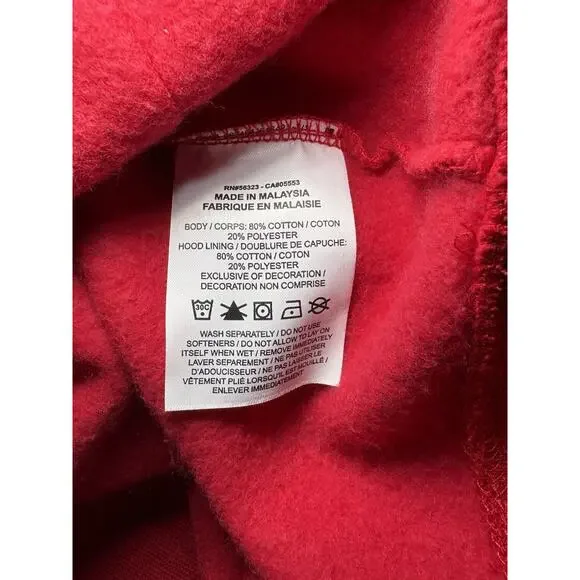 Air Jordan Black Toe 1s Holiday Red Hoodie Sweatshirt Mens Medium CT3457-687 - Picture 6 of 7